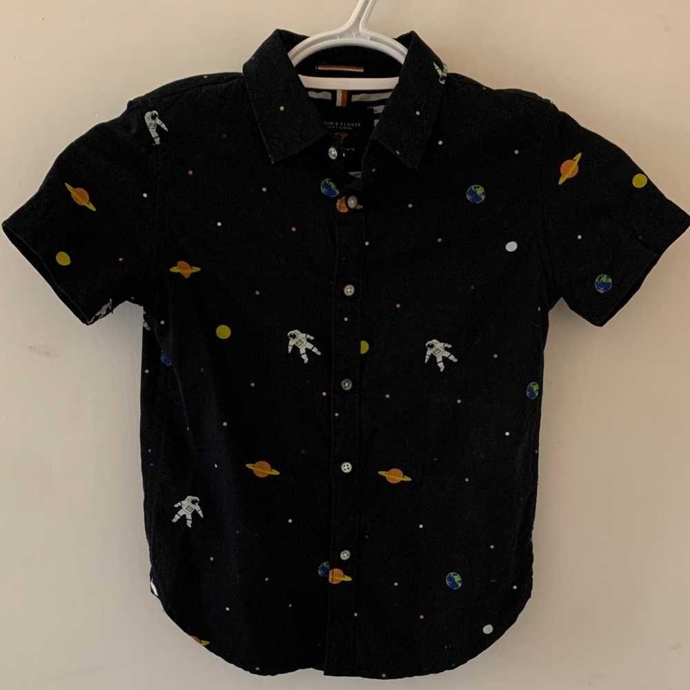 Adorable Space-Themed Black Kids Shirt